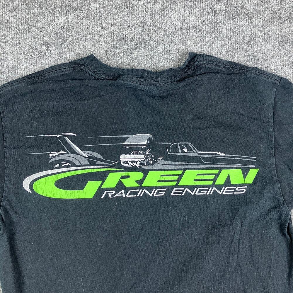 Gildan T-Shirt Mens Size S Black Green Racing Engines Graphic Short Sleeve